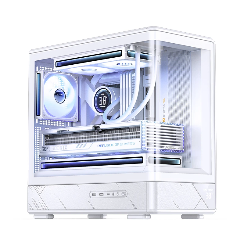 VỎ CASE JONSBO D200 WHITE (M-ATX/ MÀU TRẮNG KÍNH CONG/ KHÔNG KÈM FAN)