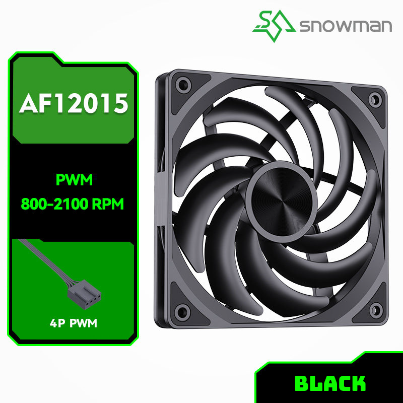 QUẠT TẢN NHIỆT SNOWMAN AF-12015 BLACK (MÀU ĐEN/ MỎNG 1.5CM)