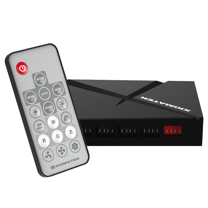 BỘ HUB ĐIỀU KHIỂN FAN XIGMATEK SYNC ARGB & PWM CONTROL BOX KÈM REMOTE (6 Cổng, Nguồn SATA)
