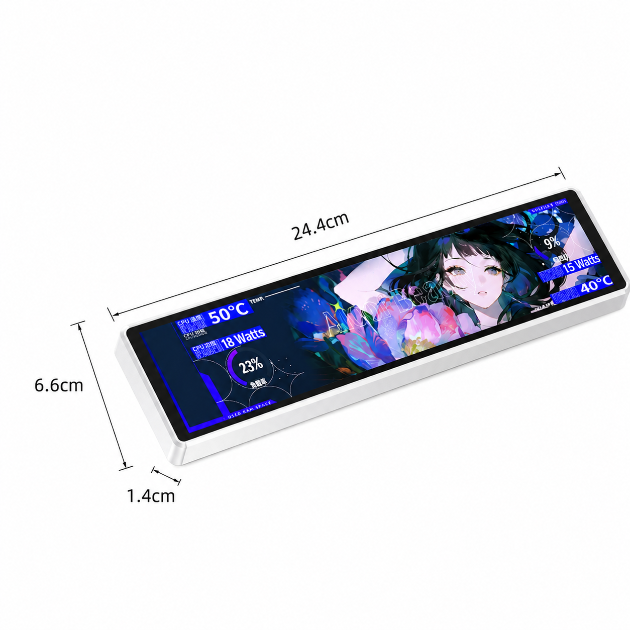 MÀN HÌNH PHỤ JUNGLE LEOPARD 9.16 inch WHITE (MÀU TRẮNG/ Tùy Biến Giao Diện/ Hiển Thị Video & Thông Số PC)