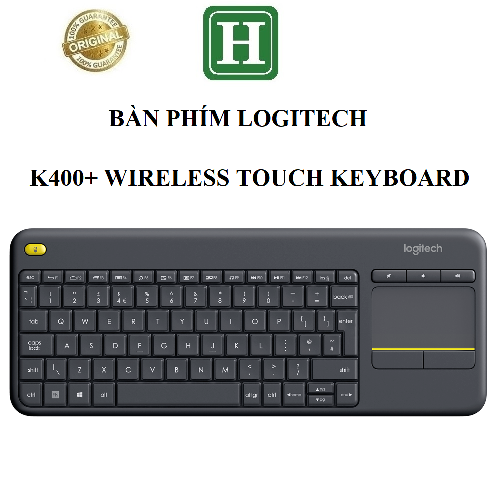 Bàn phím không dây Logitech K400 Plus, có touchpad để kết nối PC - TV, Laptop/Tablets