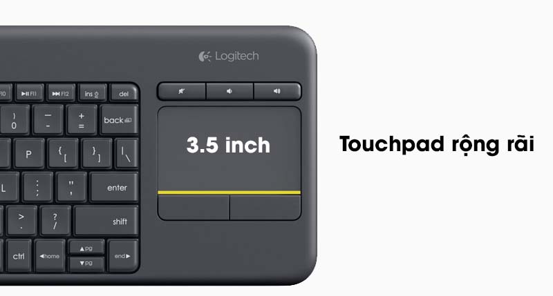 Bàn phím không dây Logitech K400 Plus, có touchpad để kết nối PC - TV, Laptop/Tablets
