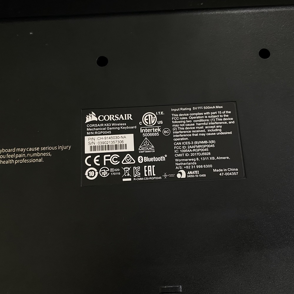 Bàn phím cơ không dây Corsair K63 Blue LED – Cherry MX Red, bảo hành 6 tháng