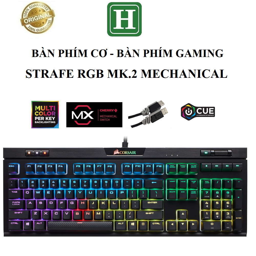 Bàn phím cơ, Bàn phím gaming CORSAIR STRAFE RGB MK.2 Mechanical Gaming Keyboard