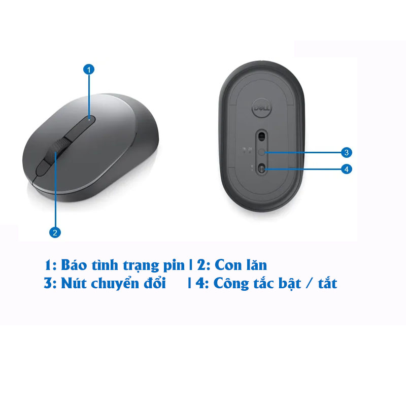 Chuột không dây, bluetooth đa thiết bị DELL MS3320W hàng chính hãng BH 6 tháng