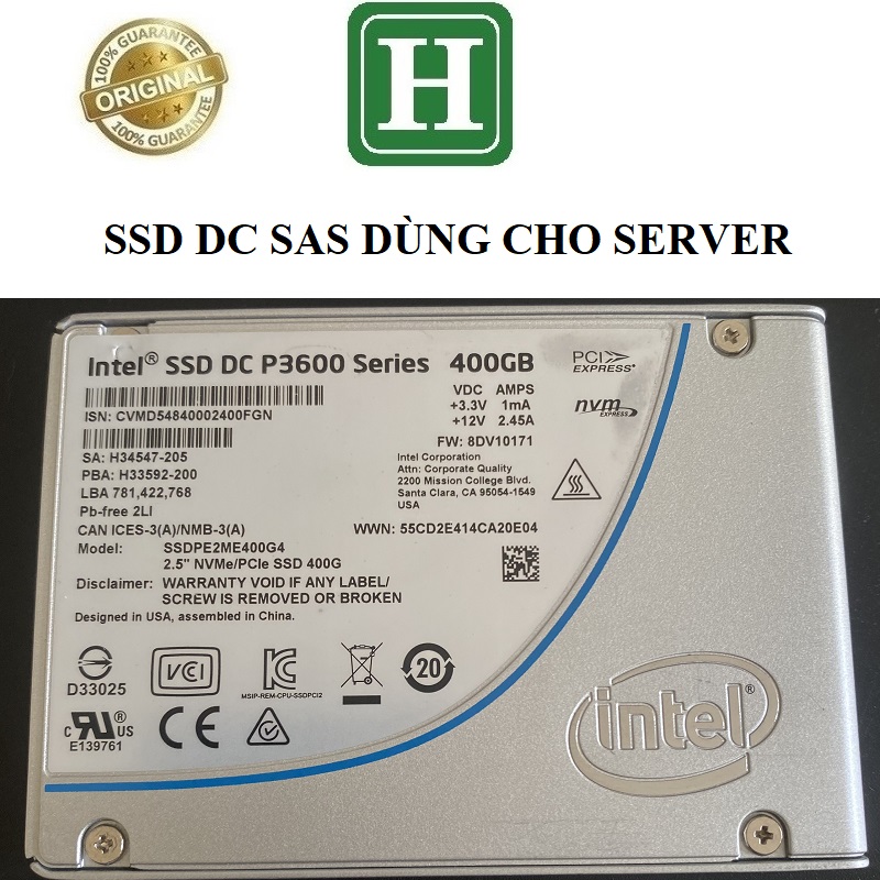 Ổ cứng server/máy chủ - Ổ cứng SAS INTEL SSD DC 400GB
