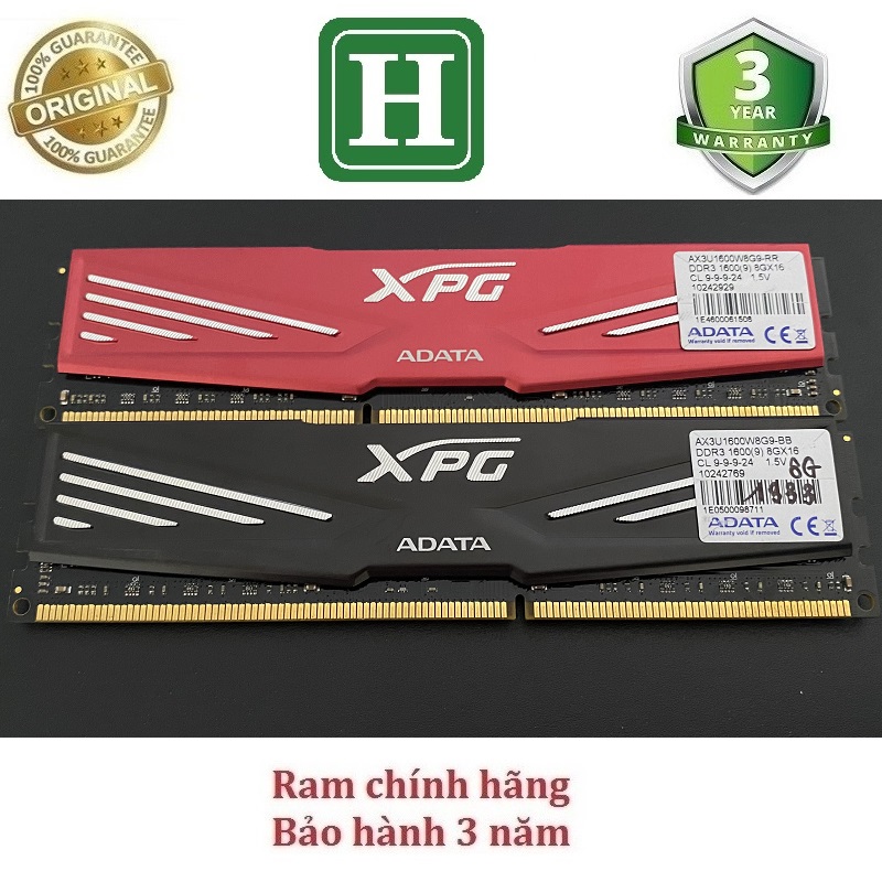 Ram Tản Nhiệt 4GB, 8GB DDR3 BUS 1333 overclock 1600, ram bộ hiệu XPG ADATA, bảo hành 36 tháng