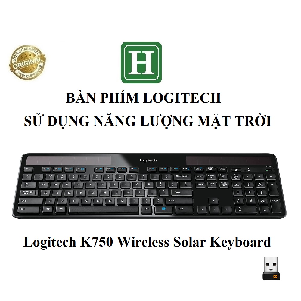 Bàn phím Logitech năng lượng mặt trời, Logitech Wireless Solar Keyboard K750, hàng chính hãng bảo hành 6 tháng