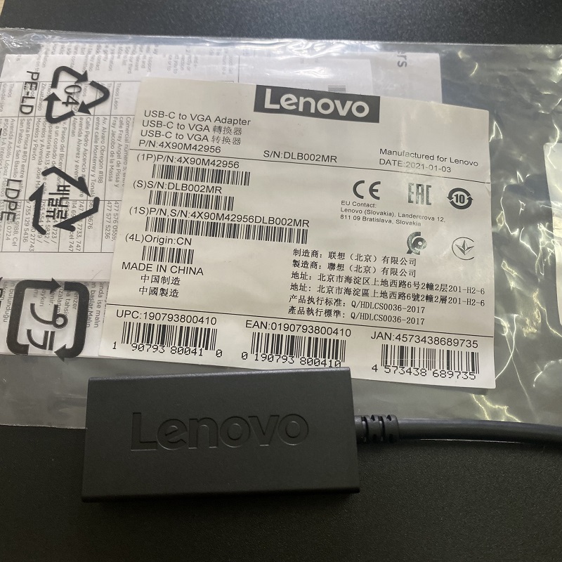 Cáp chuyển đổi USB-C sang VGA, Lenovo USB-C to VGA, hàng chính hãng bảo hành 12 tháng