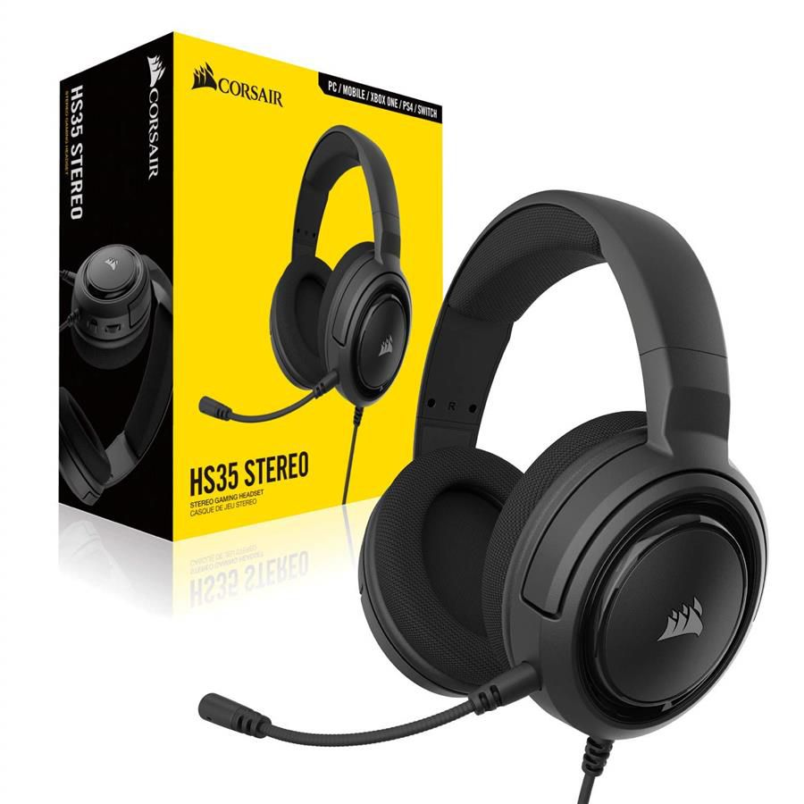 Tai nghe Chụp Tai Gaming Corsair HS35 Stereo Carbon hàng chính hãng BH 6 tháng