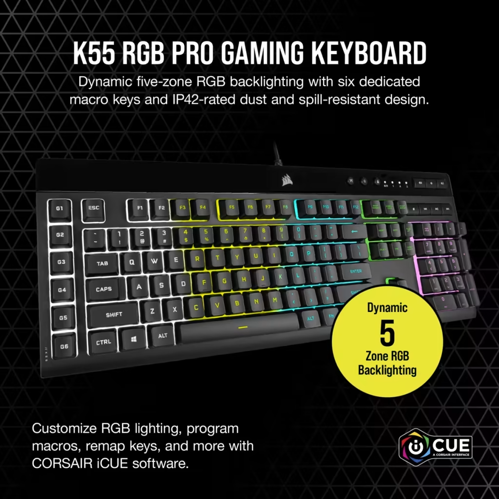 Bộ Bàn phím và chuột Gaming Corsair, Combo CORSAIR K55 RGB PRO + KATAR PRO GAMING BUNDLE hàng chính hãng CORSAIR