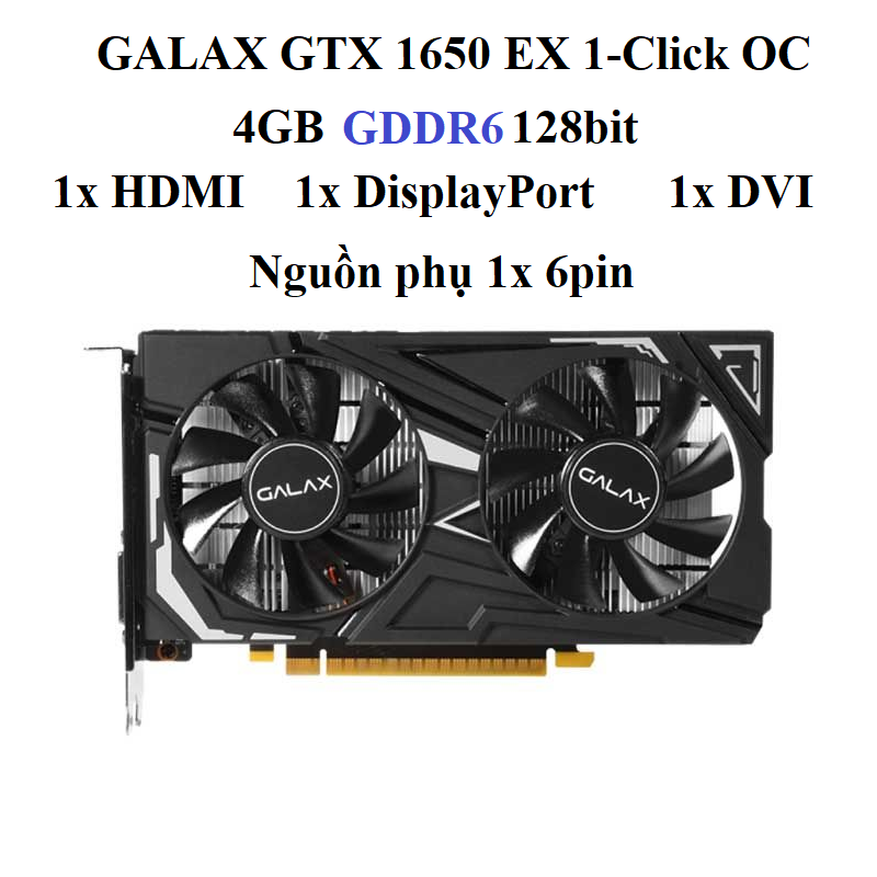 CARD GALAX GTX 1650 EX-1 - 4GB D6
