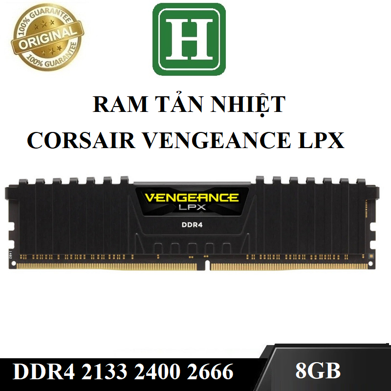 Ram tản nhiệt 8Gb DDR4 bus 2133/2400/2666, ram bộ hiệu CORSAIR VENGEANCE LPX, bảo hành 36 tháng