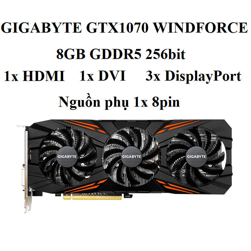Card màn hình Dell Nvidia GTX 1070, 8GB GDDR5 256bit, hàng zin tháo máy BH 6 tháng