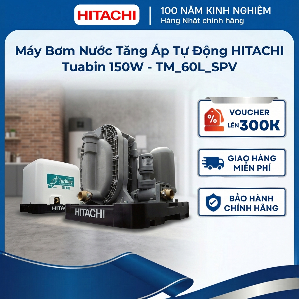Máy bơm nước tăng áp tự động HITACHI _ Tuabin 150W - TM_60L_SPV