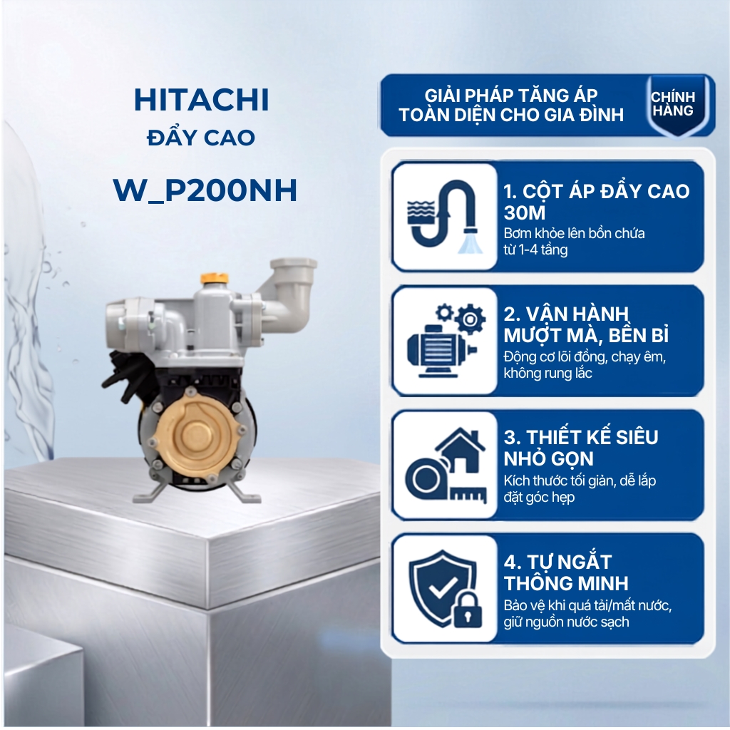 Máy bơm nước đẩy cao HITACHI 200W - W_P200NH_SPV