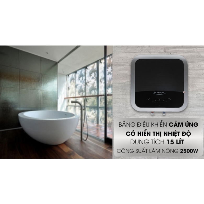 Bình nước nóng gián tiếp Ariston Andris 2 15L _ Phím chạm cảm ứng _ AN2_15TOP_WIFI Hàng chính hãng