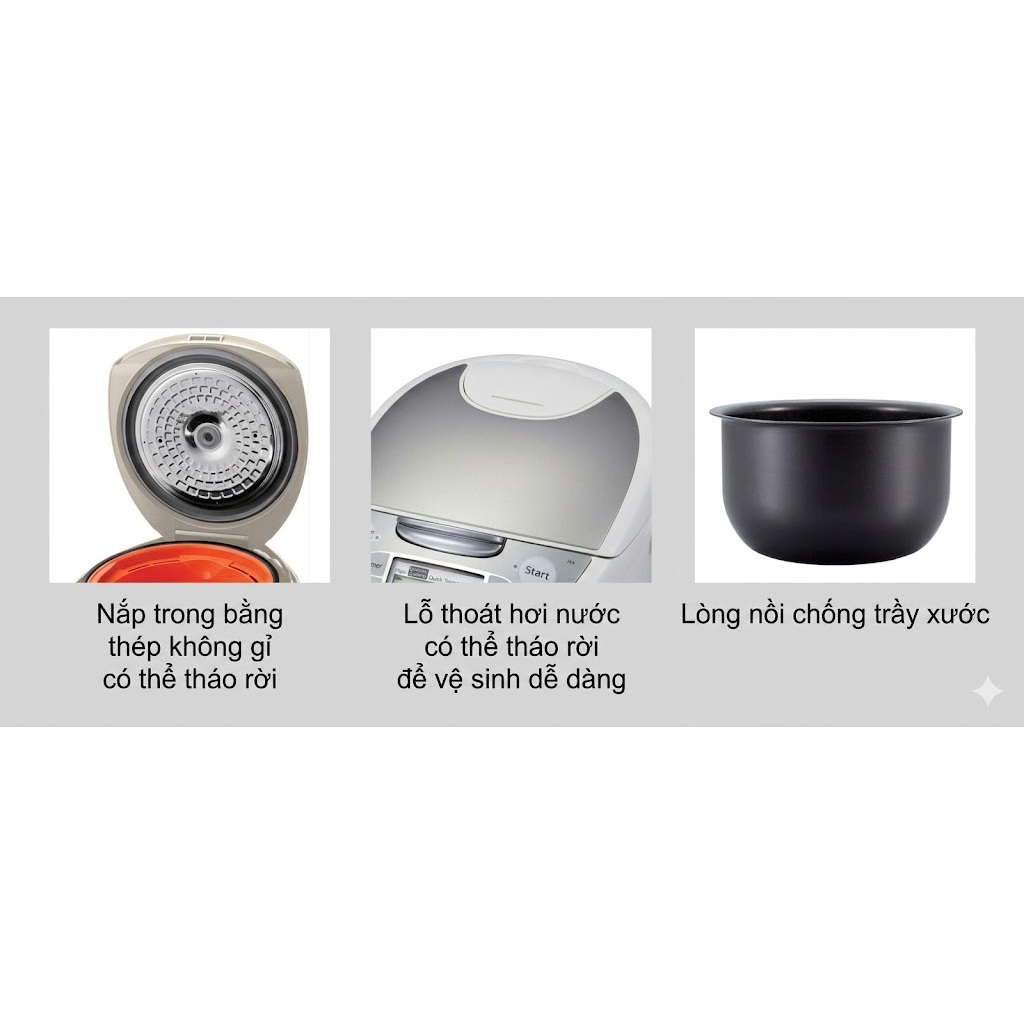 Nồi cơm điện tử Tiger 1.8 Lít JAX-S18W - Công nghệ nấu độc quyền Tacook 2 trong 1, Hàng chính hãng
