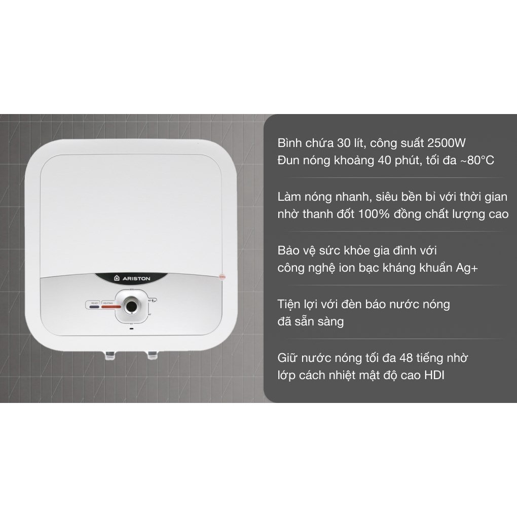 Bình nước nóng gián tiếp Ariston Andris 2 30L - Có đèn báo nước - AN2-30RS2.5FE - Hãng chính hãng