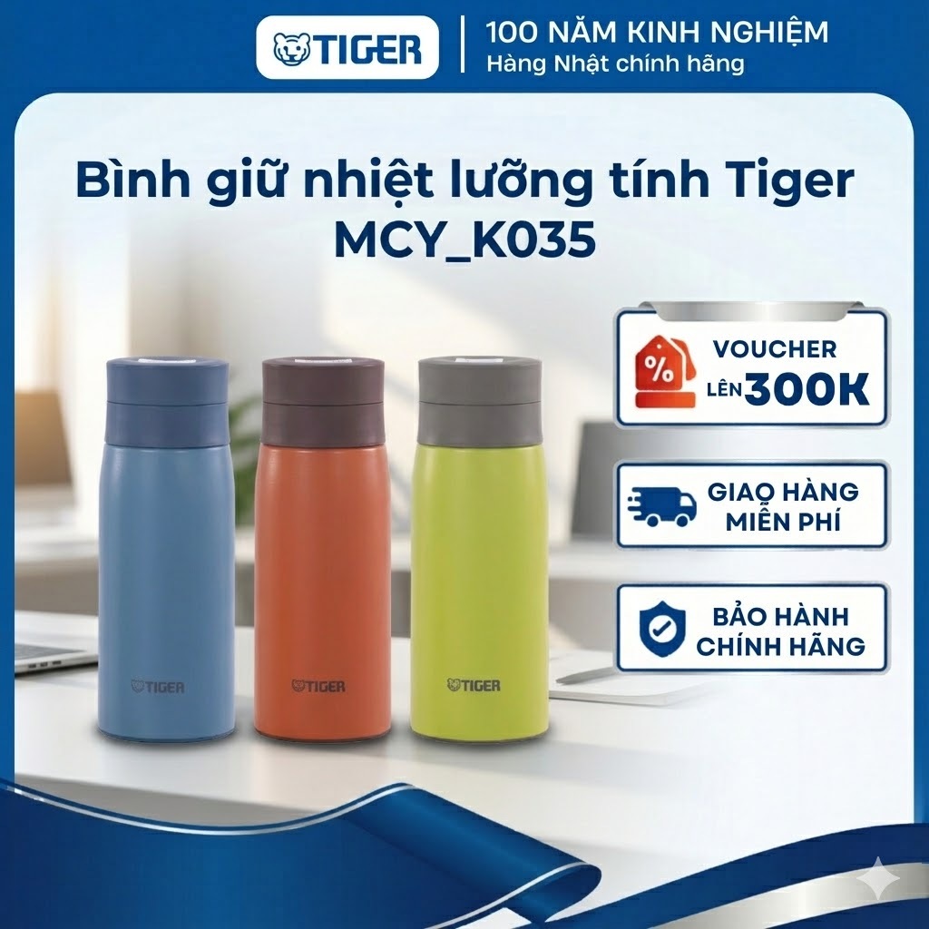 Bình Giữ Nhiệt Chân Không Tiger 350ml MCY_K035 - Công nghệ chống bám bẩn, khử mùi