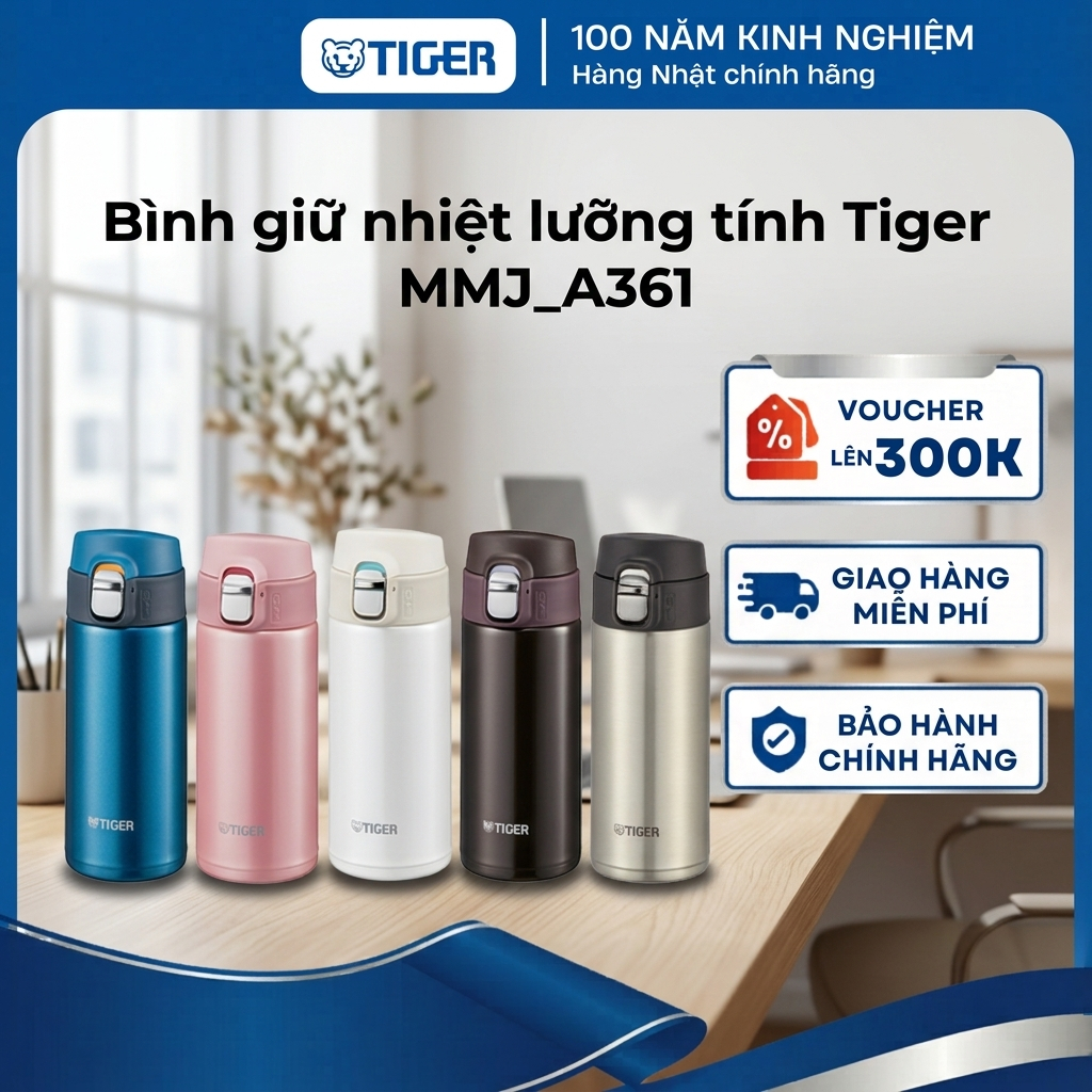 Bình giữ nhiệt lưỡng tính Tiger 360ml MMJ - Công nghệ chống bám bẩn - MMJ - A361 - Hàng chính hãng