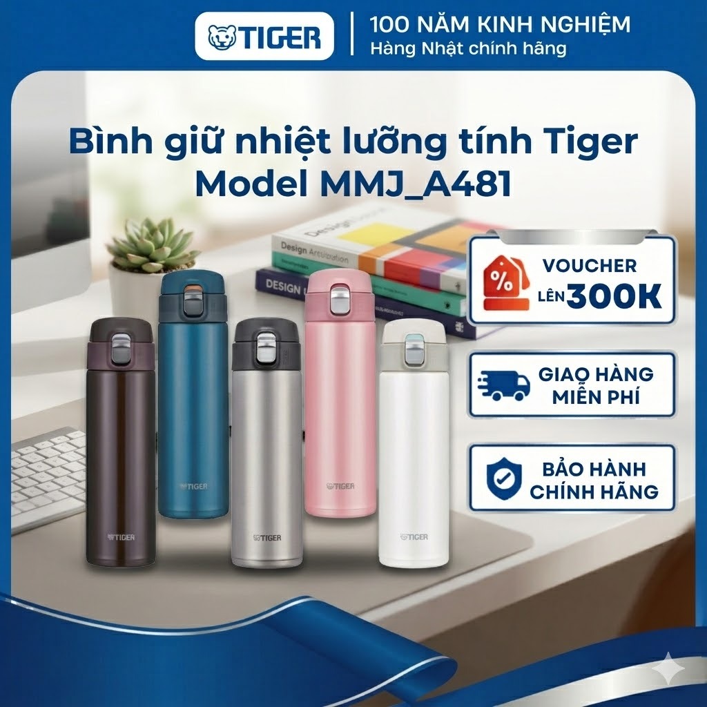 Bình giữ nhiệt lưỡng tính siêu nhẹ Tiger 480ml - MMJ-A481 - Hàng chính hãng