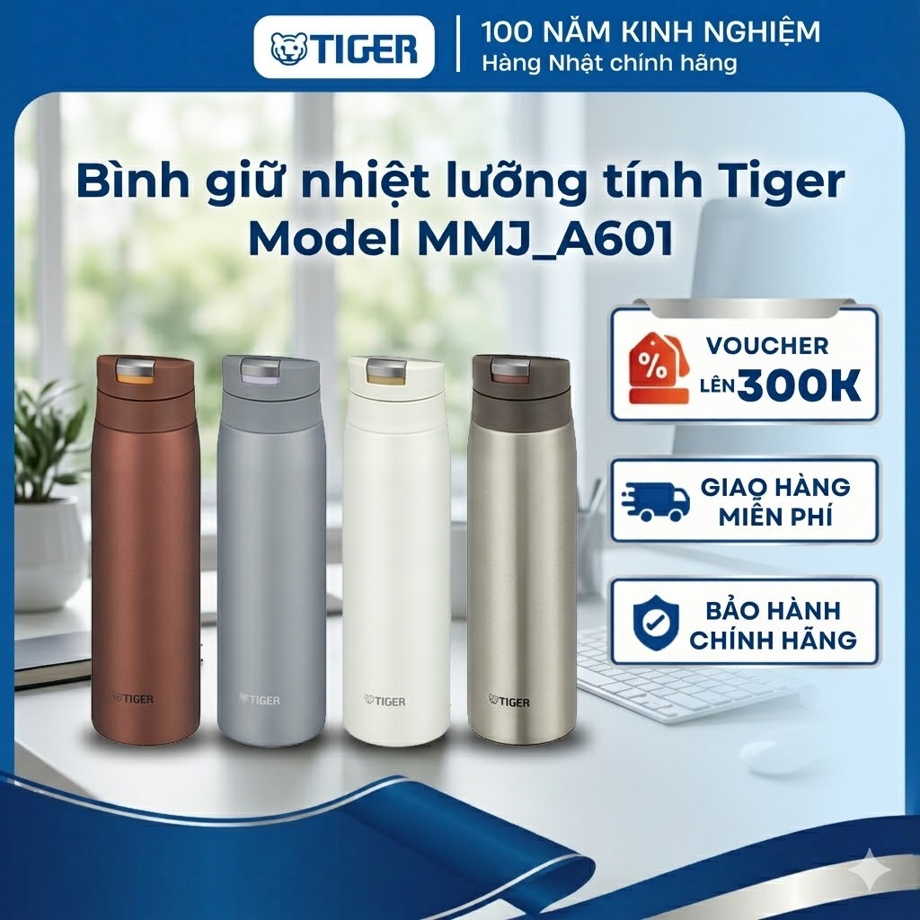 Bình giữ nhiệt lưỡng tính Tiger, Công nghệ chống bám bẩn - 600ml MMJ-A601 - Hàng chính hãng
