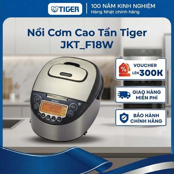 Nồi cơm điện từ cao tần Tiger 1.8 Lít - 13 chế độ nấu tự động hoá - JKT-F10/F18W - Hàng chính hãng