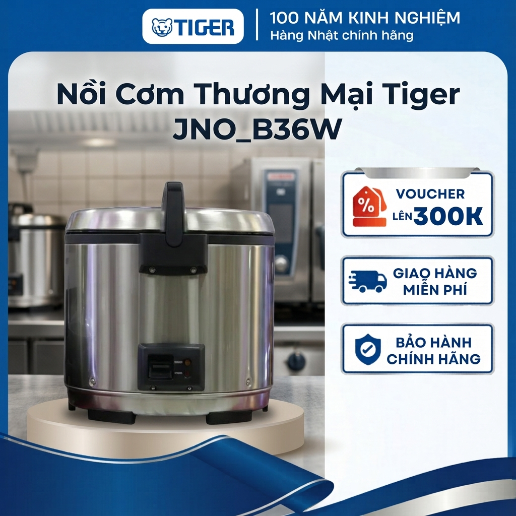 Nồi cơm điện công nghiệp Tiger 3.6 lít - Công nghệ chống cháy độc quyền - JNO-B36W - Hàng chính hãng