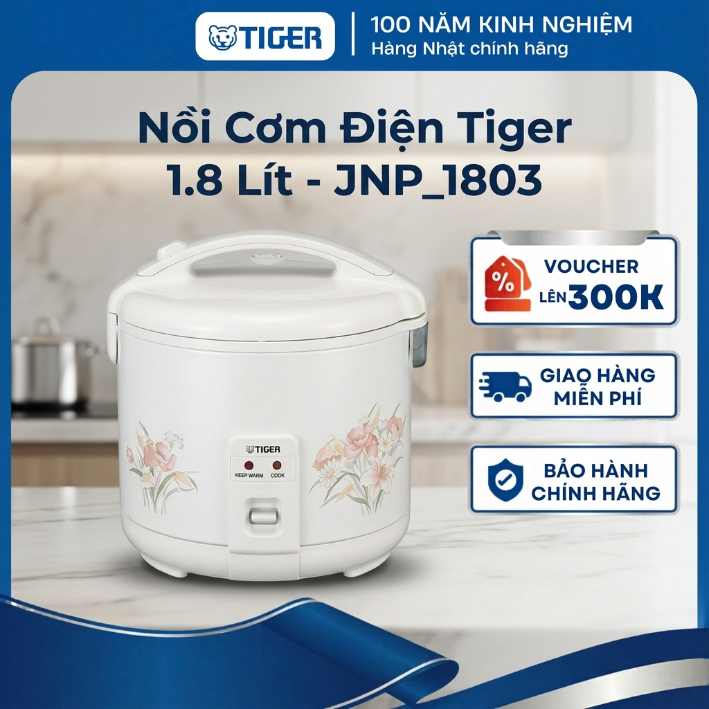 Nồi cơm điện Tiger 1,8 Lít - Mua 1 lần dùng trọn đời - JNP-1803 - Hàng chính hãng