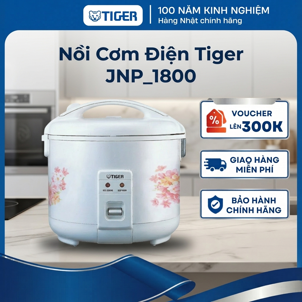 Nồi cơm điện Tiger 1,8 Lít - Mua 1 lần dùng trọn đời - JNP-1800 - Hàng chính hãng
