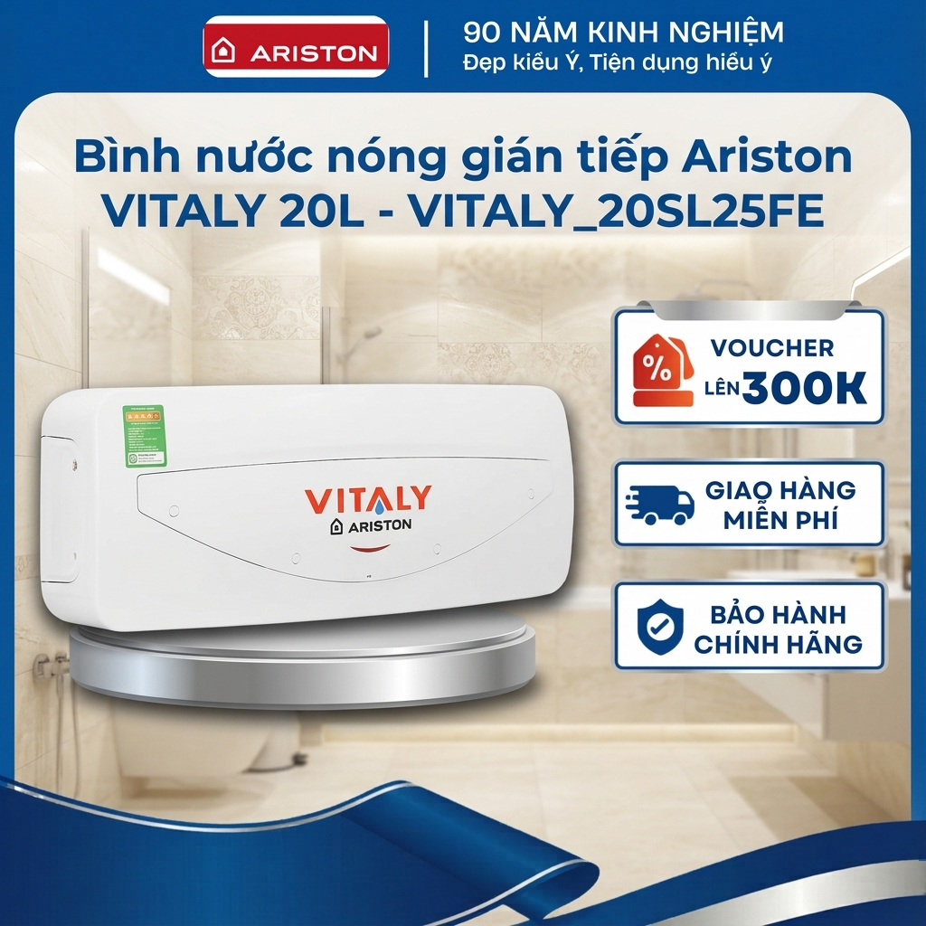 Bình nước nóng gián tiếp Ariston VITALY 20L - Bình ngang giá rẻ - VITALY-20SL2.5FE - Hàng chính hãng