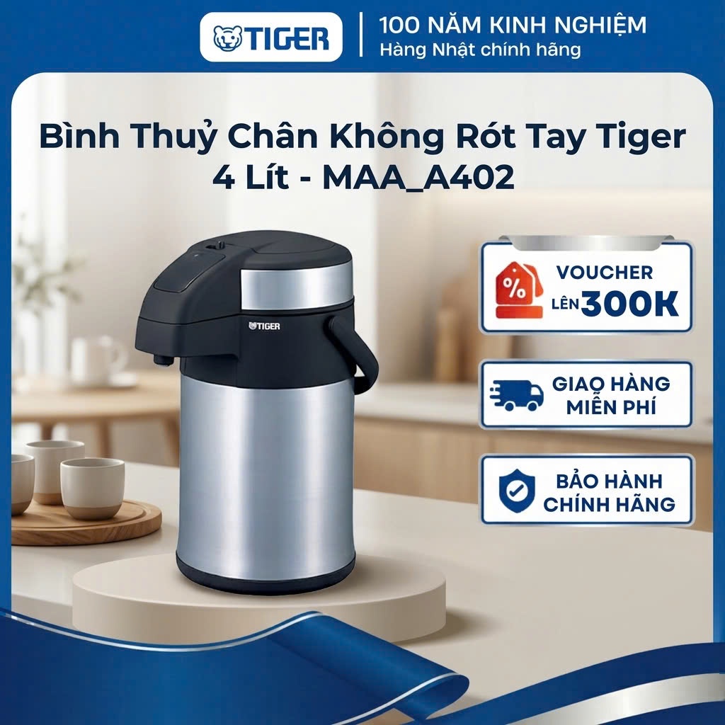 Bình thủy chứa ruột chân không Tiger 4 Lít _ Giữ nhiệt cả ngày dài _ MAA_A402 _ Hàng chính hãng