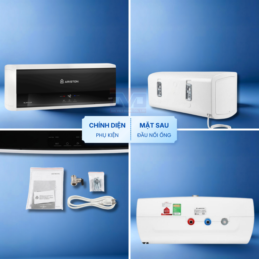 Bình nước nóng gián tiếp Ariston SLIM 3  20L/30L - Bình ngang, LED- SL3-20LUX/SL3-30LUX - Chính hãng