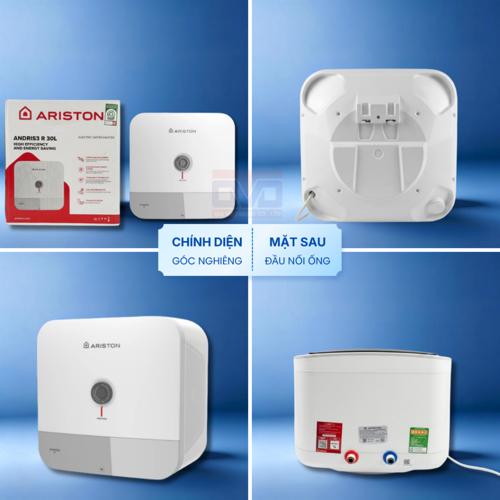 Bình nước nóng gián tiếp Ariston Andris 3 15L Bình vuông chuẩn AN3_15R_VN chính hãng