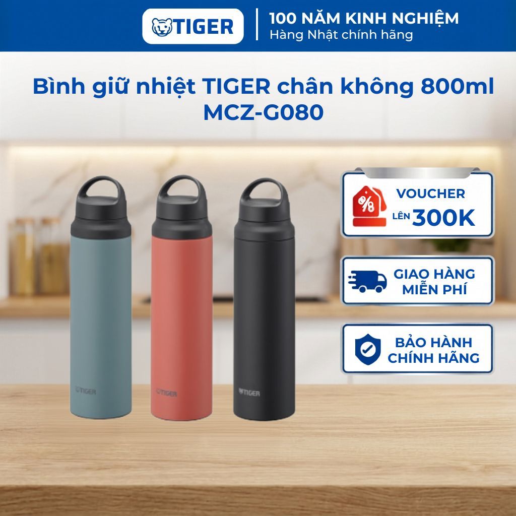 Bình giữ nhiệt lưỡng tính Tiger MCZ-G080, bình nước cách nhiệt chân không siêu nhẹ hàng chính hãng