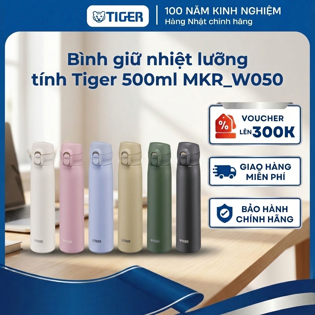 Bình cách nhiệt chân không Tiger MKR-W050 công thái học , bình giữ nhiệt chính hãng