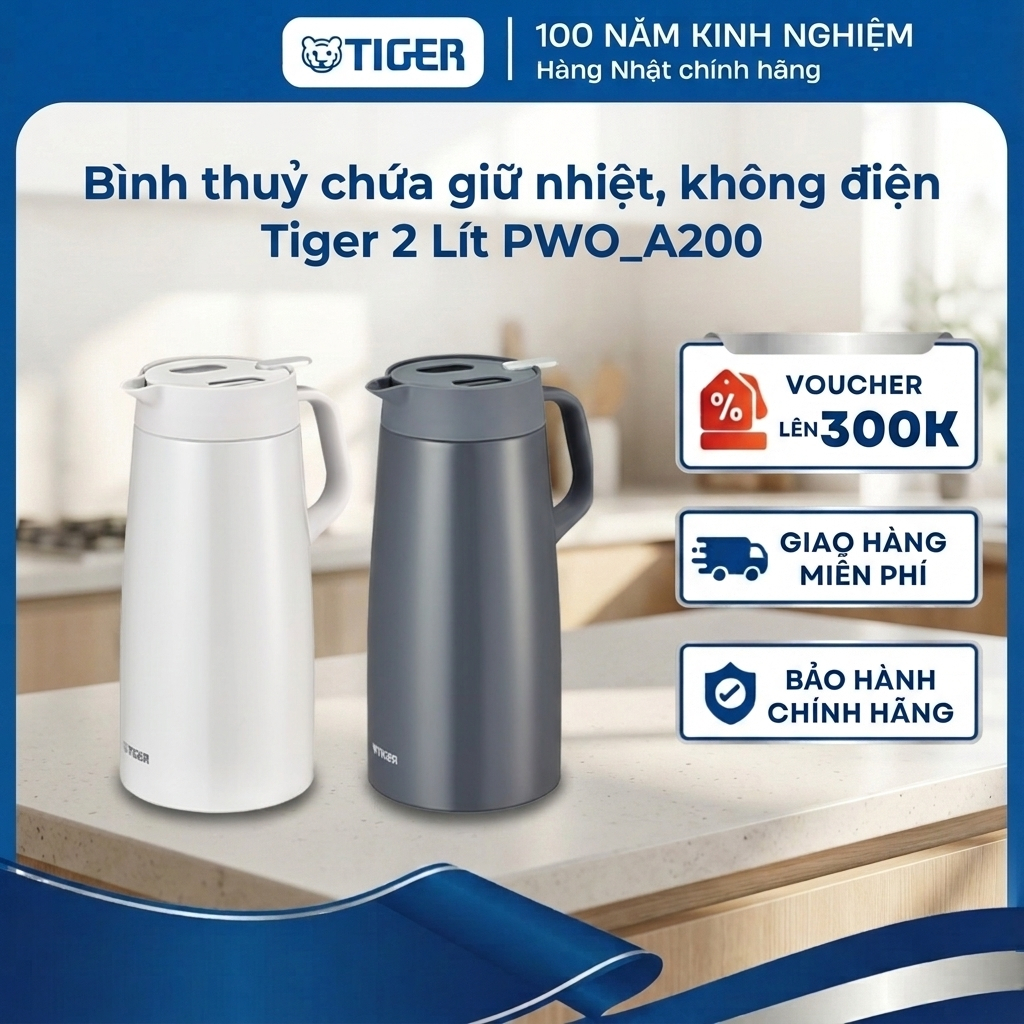 Bình thuỷ chứa chân không PWO-A200 , bình cách nhiệt cầm tay nhỏ gọn chính hãng