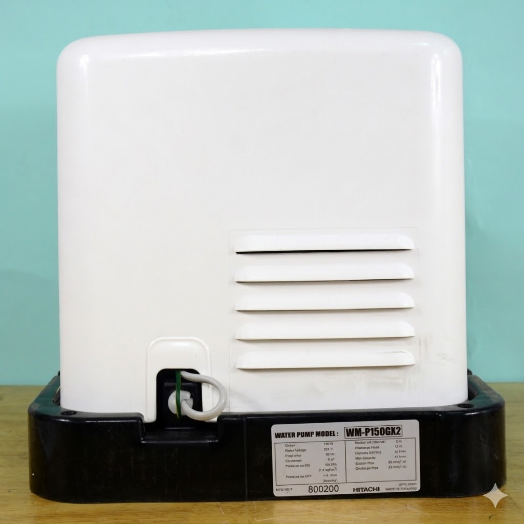 Máy bơm nước tăng áp tự động HITACHI _ Kiểu dáng vuông 150W _WM-P150GX2-SPV _ Hàng chính hãng