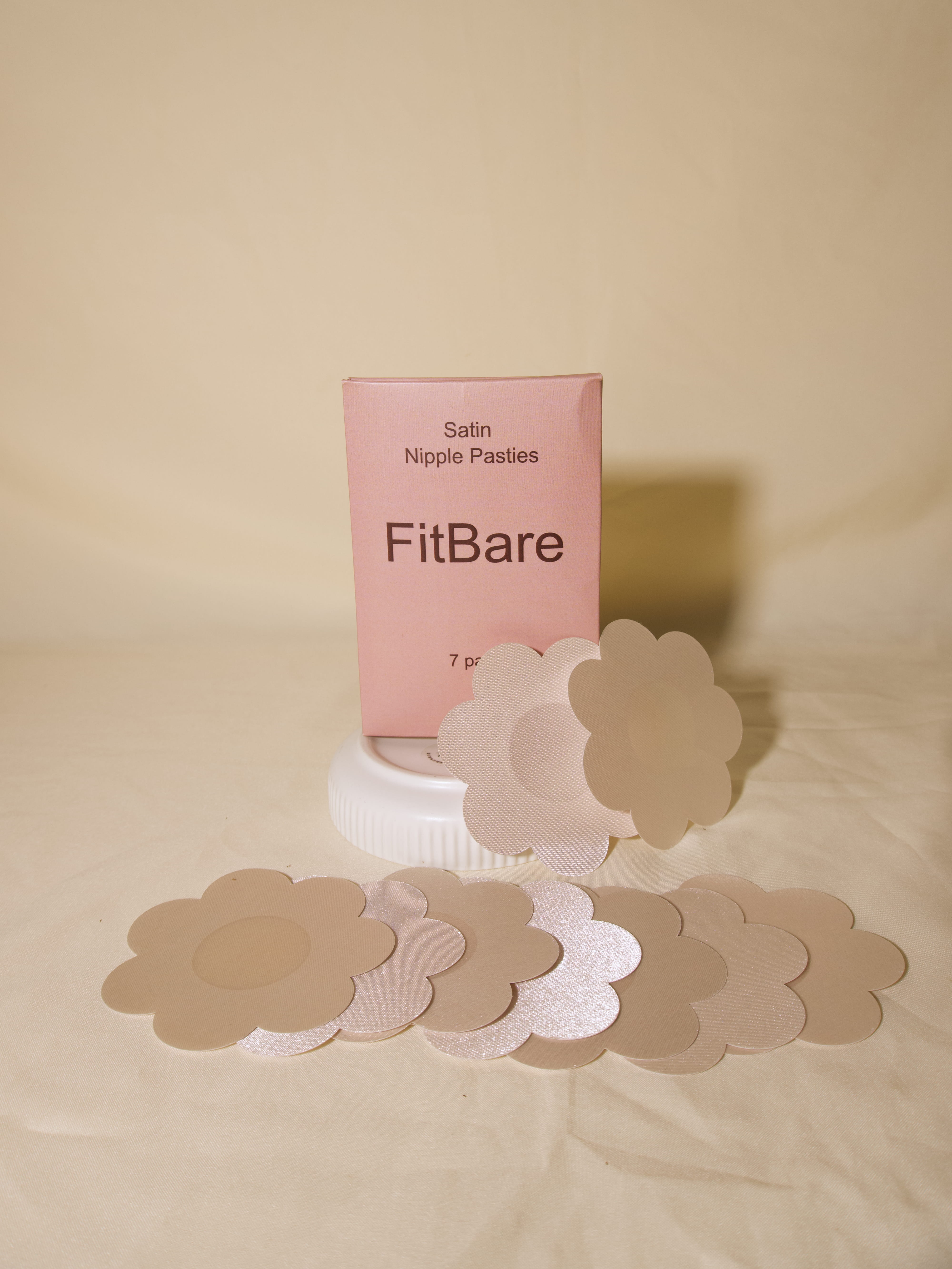 Miếng Dán Ngực Vải Lụa Satin FitBare SYV-003 (6.5cm) - 7 Cặp Dán Keo Vải Cực Mỏng, Keo Bám Dính Chống Nước, Màu Nude