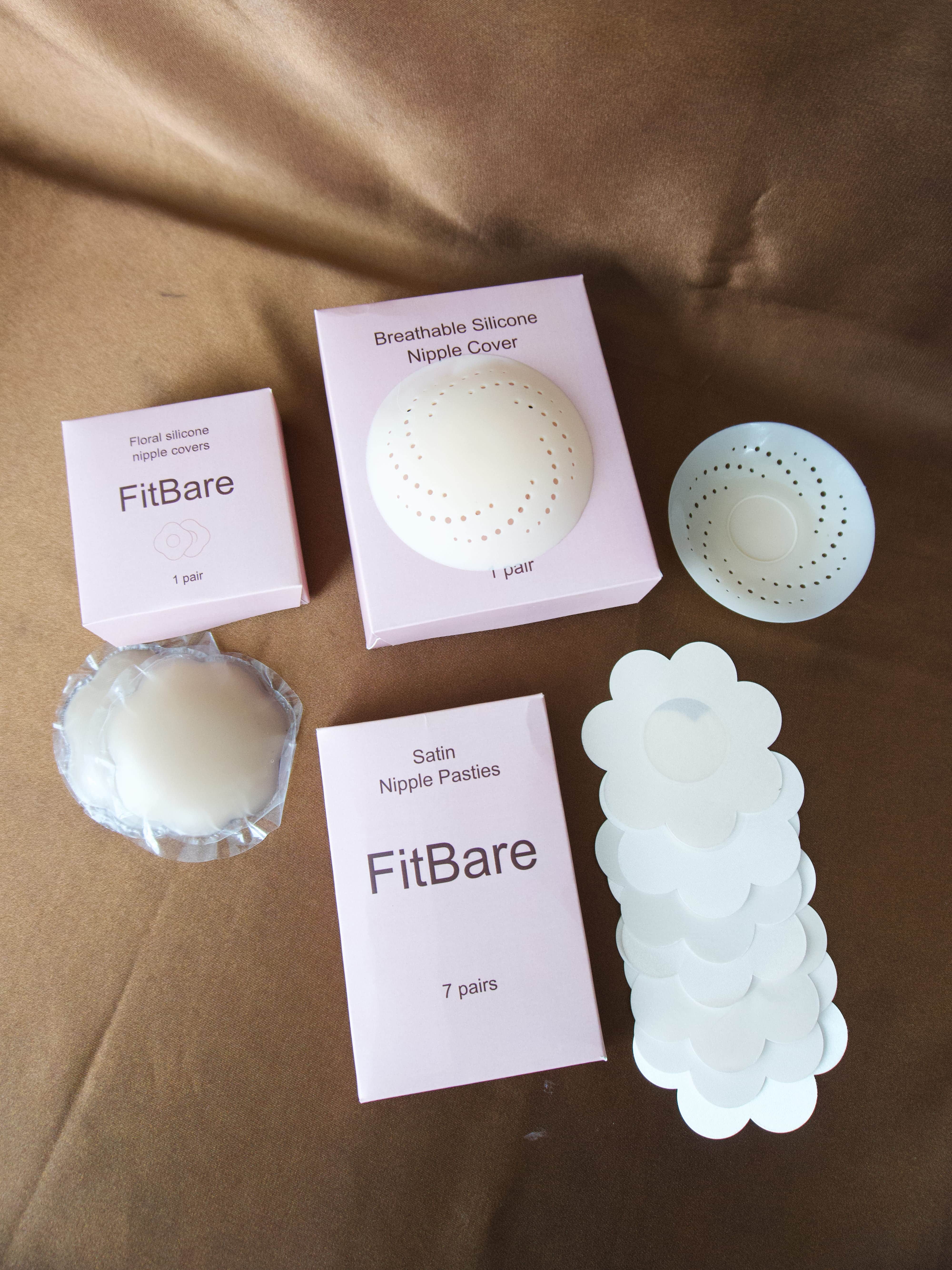 Combo Thường Ngày FitBare (4 Món) - Bộ Dán Ngực Silicone Thoáng Khí, Silicone Tự Thân, Dán Vải Satin & Dán Ngực Hoa Cúc