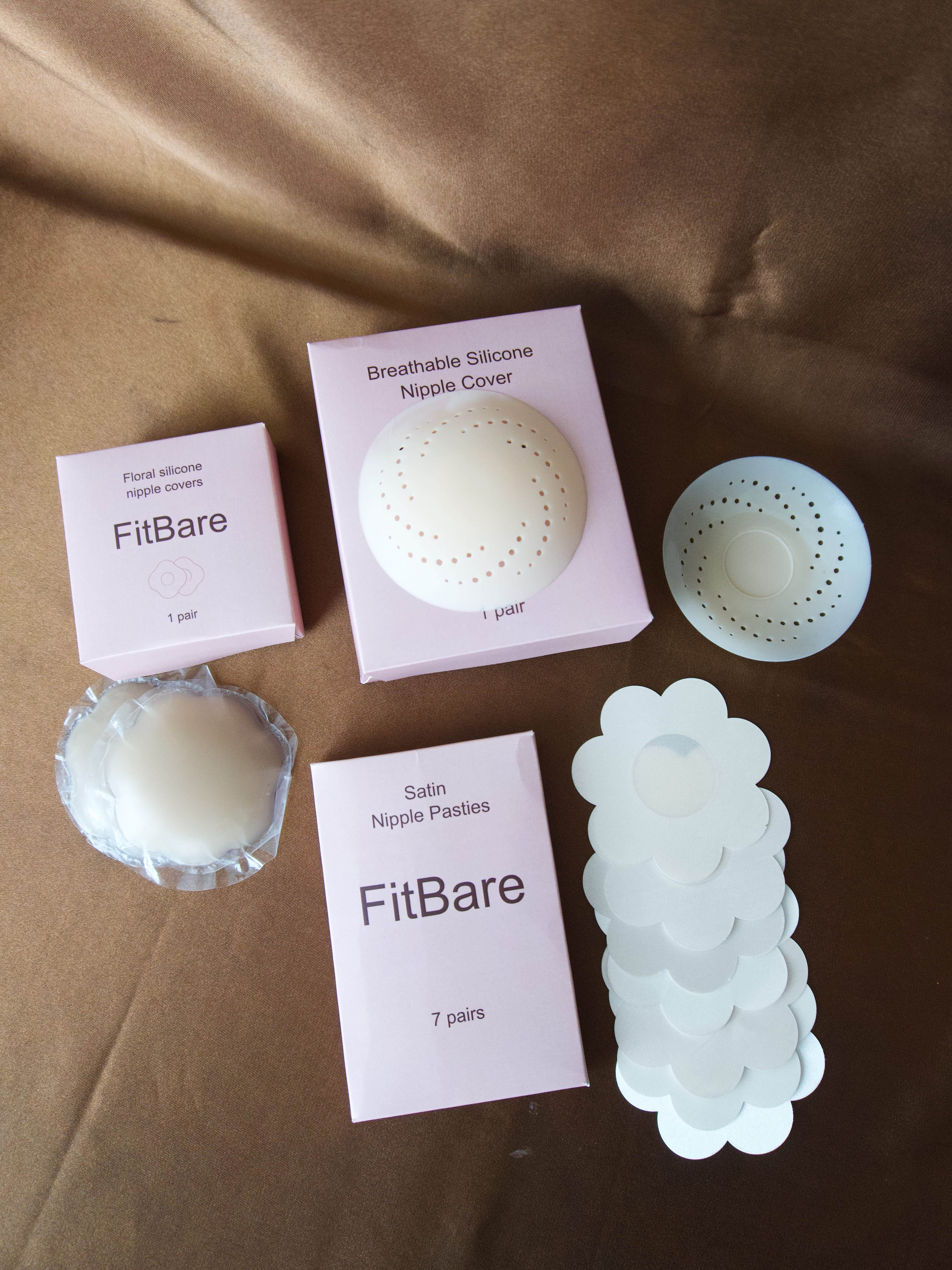 Combo Thường Ngày FitBare (4 Món) - Bộ Dán Ngực Silicone Thoáng Khí, Silicone Tự Thân, Dán Vải Satin & Dán Ngực Hoa Cúc