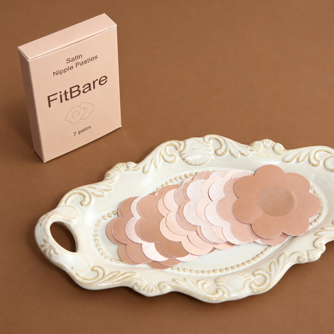 Combo Thường Ngày FitBare (4 Món) - Bộ Dán Ngực Silicone Thoáng Khí, Silicone Tự Thân, Dán Vải Satin & Dán Ngực Hoa Cúc