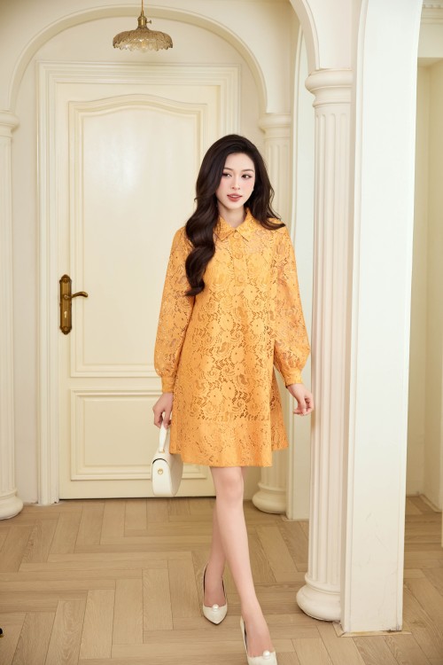 Yellow Lace Loose Dress