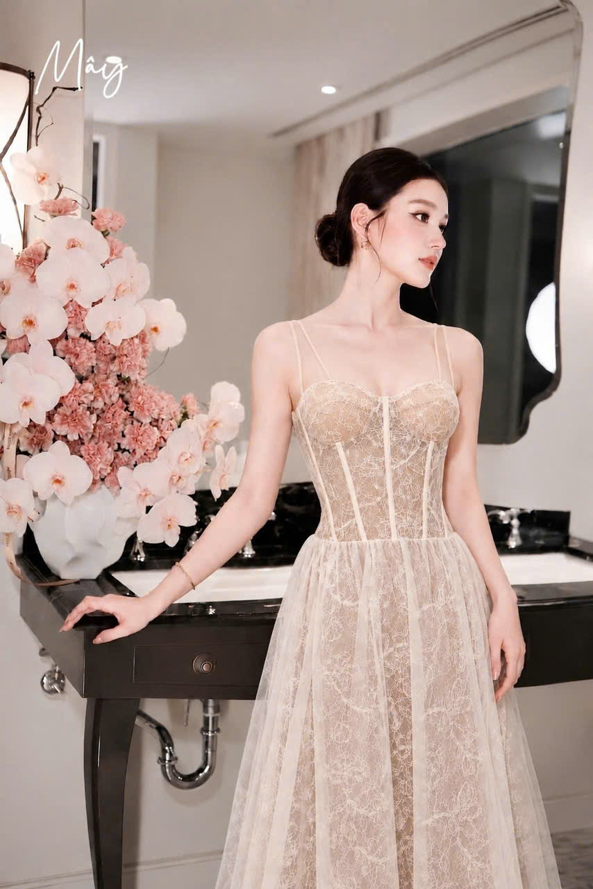VT kem ren corset 2 dây kèm voan đính tag đá