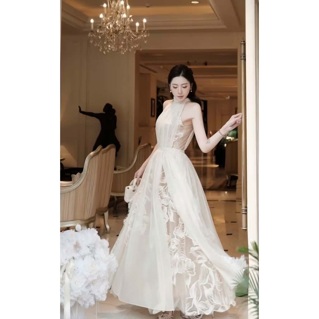 VT kem cổ yếm ren tơ hoa CS1