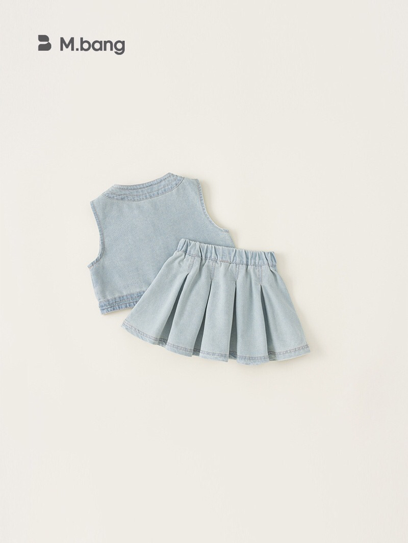 Set váy bò bé gái Mbang chất nhẹ thoáng mát xinh xắn, Set váy bò bé gái Mbang sang chảnh cho bé