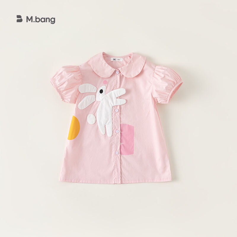 Váy kiểu áo sơ mi cổ tròn cho bé gái Mbang hàng thiết kế chất siêu mát, Váy sơ mi bé gái Mbang vải mịn mát