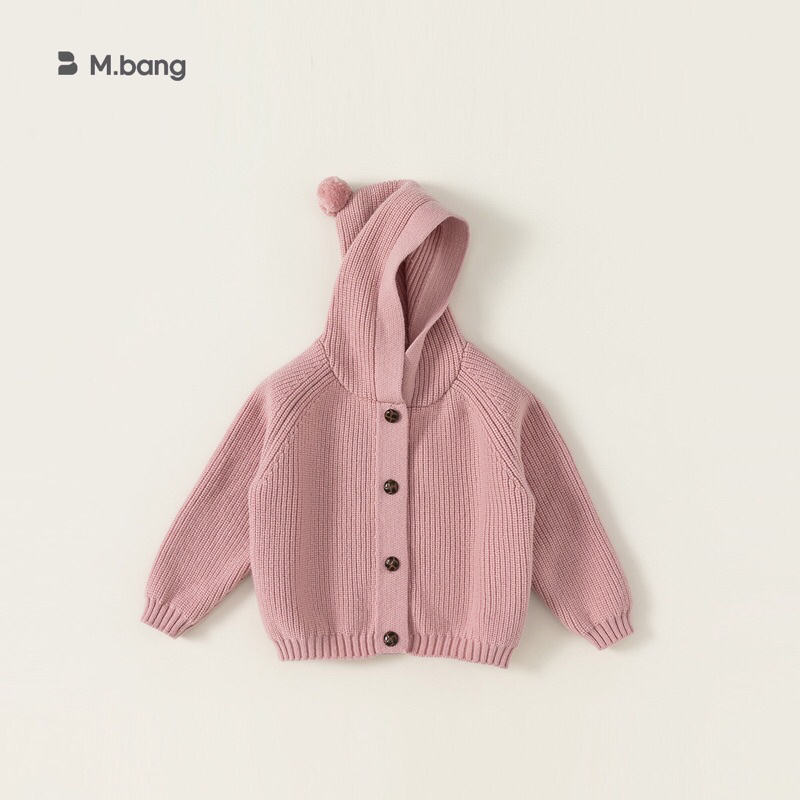 Áo khoác len bé gái Mbang siêu dày mềm mại ấm áp, Áo khoác len Mbang có mũ chất len mịn siêu nhẹ