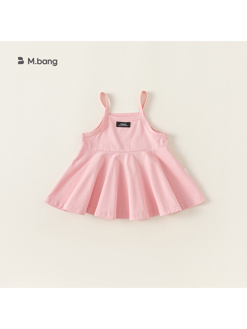 Áo hai dây bé gái Mbang chất cotton siêu mát, Áo hai dây bé gái Mbang màu hồng xinh xắn